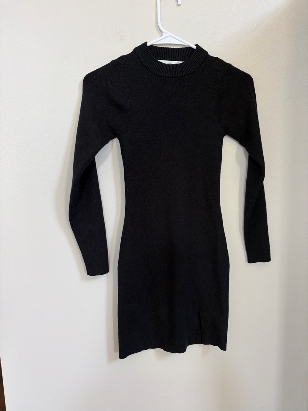 Altar'd State Black Long Sleeve Ribbed Mini Dress